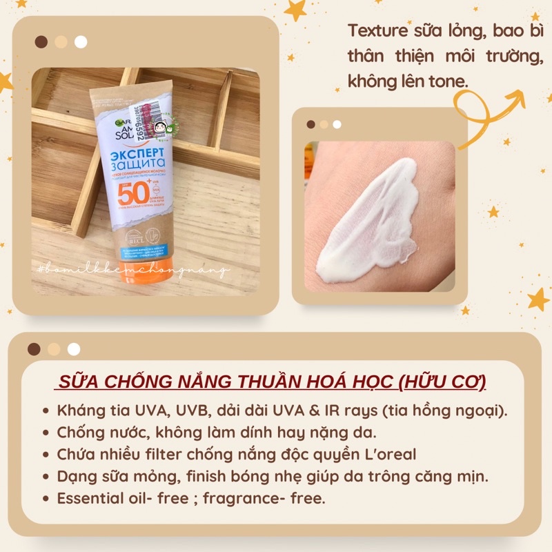 Kem/ sữa chống nắng Garnier Amber Solaire- chống nắng phổ rộng &amp; không chứa hương liệu