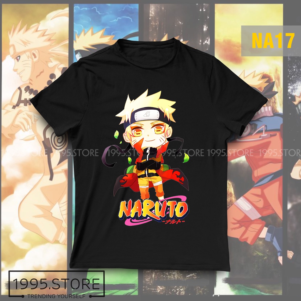 Áo thun anime, Mẫu áo Naruto Cửu Vĩ màu đen cộc tay cực chất, giá rẻ nhất