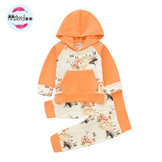 Mikrdoo Set áo hoodie và quần dài họa tiết dễ thương dành cho bé gái