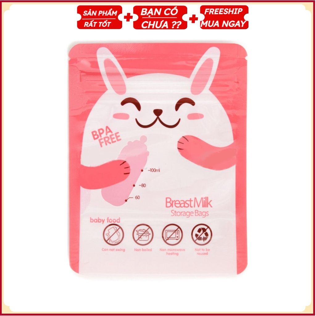 Set 30 Túi Đựng Sữa Mẹ Cho Tủ Lạnh - Cho Bé Mẫu Con Gấu