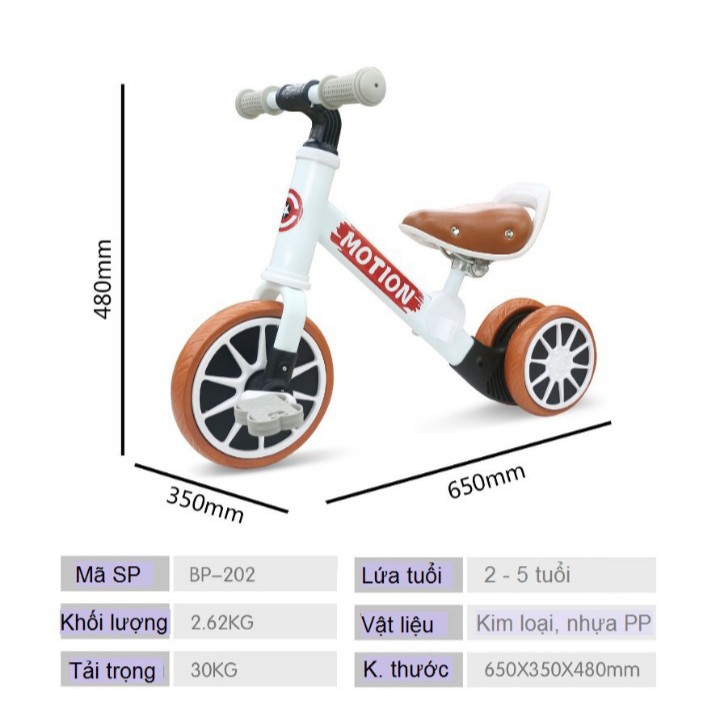 [Tặng quà]ư Xe đạp Motion chòi chân thăng bằng 3 bánh cho bé khung kim loại chắc chắn