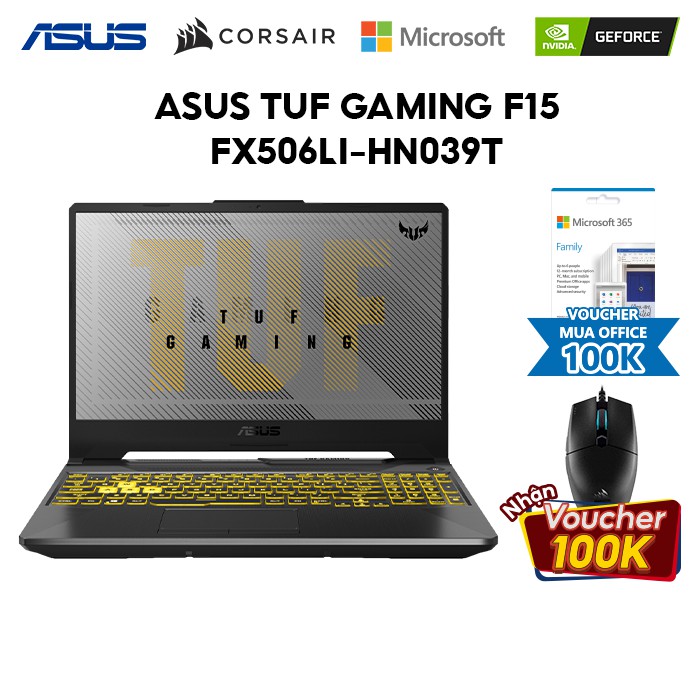 [Mã ELMALLCOIN hoàn 8% xu đơn 499K] Laptop ASUS TUF FX506LI-HN039T i5-10300H 8GB 512GB GTX1650Ti 15.6''FHD 144Hz Win 10