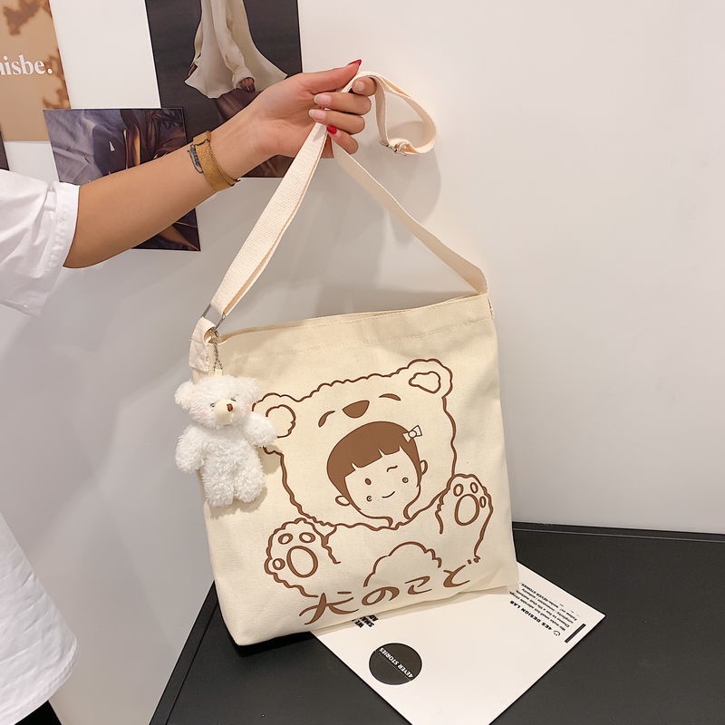 Túi Đeo Chéo Vải Canvas Phong Cách Hàn Quốc Đơn Giản Thời Trang Mới Cho Nữ