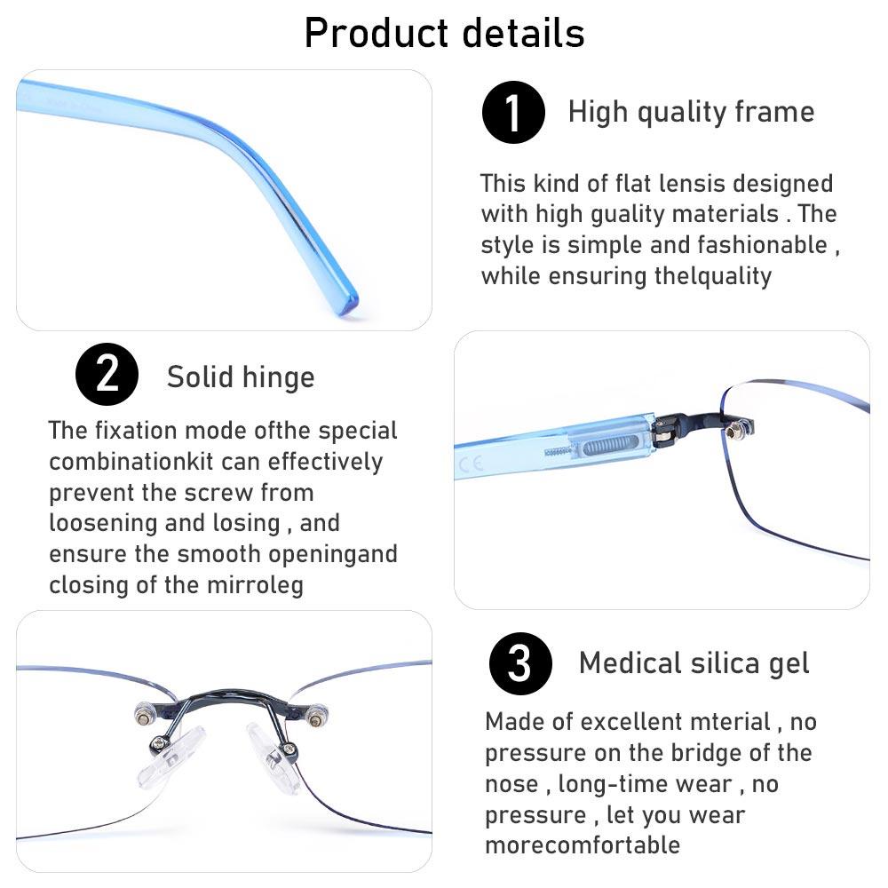 MOILYVN Kính Đọc Sách + 1.0 + 3.5 Kính Lúp Không Gọng Chống Ánh Sáng Xanh