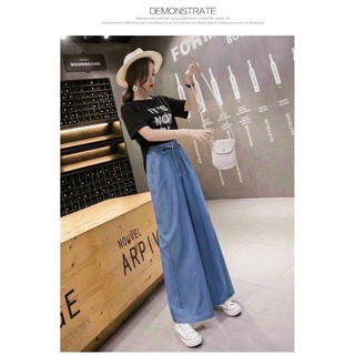 QUẦN DENIM ỐNG SUÔNG LƯNG THUN