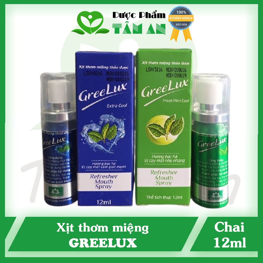 Xịt thơm miệng Greelux Extra Cool Thảo Dược ⚡ 𝑪𝒉𝒊́𝒏𝒉 𝒉𝒂̃𝒏𝒈 ⚡ Nước khử mùi hôi miệng, ngăn ngừa vi khuẩn - Chai 12ml