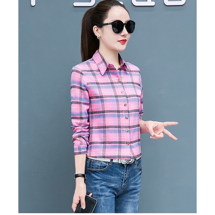 Sơ mi nữ,áo sơ mi nữ hoạ tiết caro Sm22