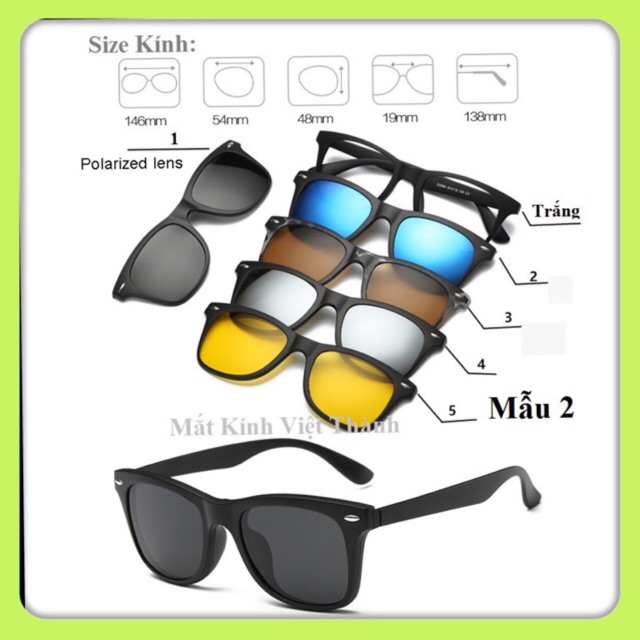 [Mã FARSSTGRE giảm 5K đơn bất kỳ] Kính 6 in 1 vuông bầu kính râm cận kính mát cận kính mát có độ kính 5 in 1 | BigBuy360 - bigbuy360.vn
