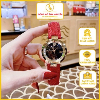  Đồng Hồ Nữ Versace Mặt Tròn Dây Da Máy Quartz  Pin  Thuy Kính Sapphire Dây Da Siz 35mm 