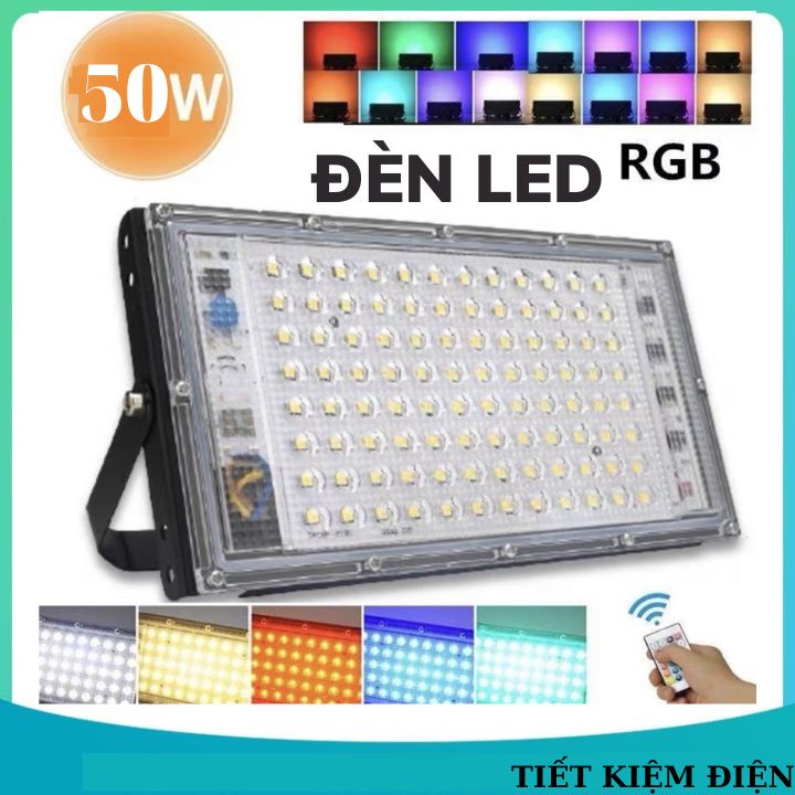 Đèn led pha đổi màu rgb có điều khiển nháy 7 màu kháng nước ip66 ngoài trời công trình sân vườn