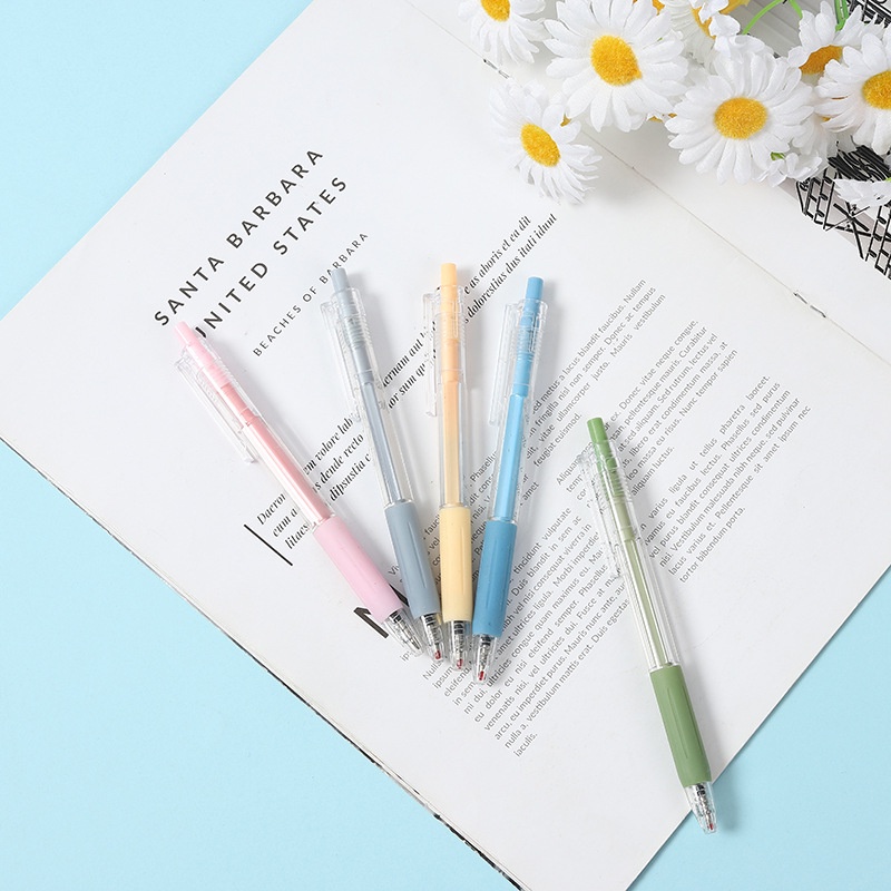 Bút bi nước mực đen ngòi 0.5mm - bút gel đen vỏ trong suốt