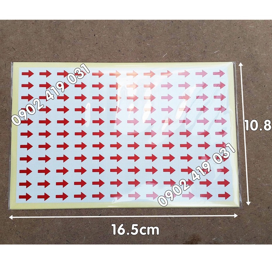 Set 10 Tờ Decal Nhãn Mũi Tên [ 1320 Tem Vuông 9 x 13mm ]