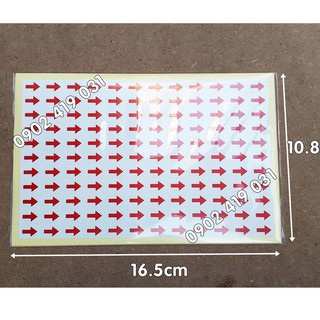 Set 10 Tờ Decal Nhãn Mũi Tên [ 1320 Tem Vuông 9 x 13mm ]
