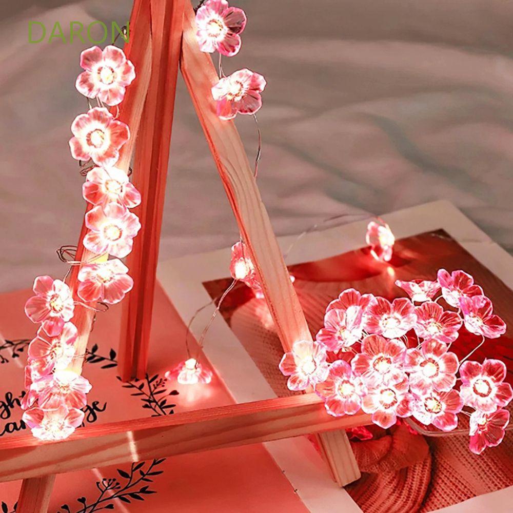 DARON Dây đèn LED 8Inch hình hoa anh đào màu hồng chống thấm nước trang trí phòng ngủ mùa xuân