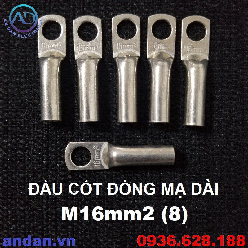 Đầu cốt đồng mạ dài, đầu cos mạ dài, cosse đồng dài M16 M25 M35 M50 M70 M95 M120 M150 M185 M240 M300