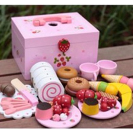 [FREE GÓI QUÀ] Bộ đồ chơi tiệc trà dâu tây hồng mô phỏng MortherGarden bằng gỗ cao cấp cho bé- Đồ chơi nhà bếp