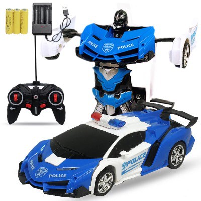 Đồ Chơi Trẻ Em Ô tô Cảnh Sát Biến Hình Robot Điều Khiển Từ Xa