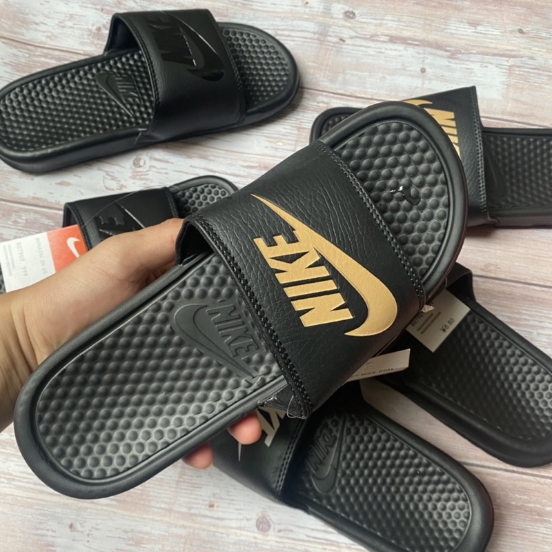 Dép nike quai ngang full đen cho nam size 40-45 tặng hộp