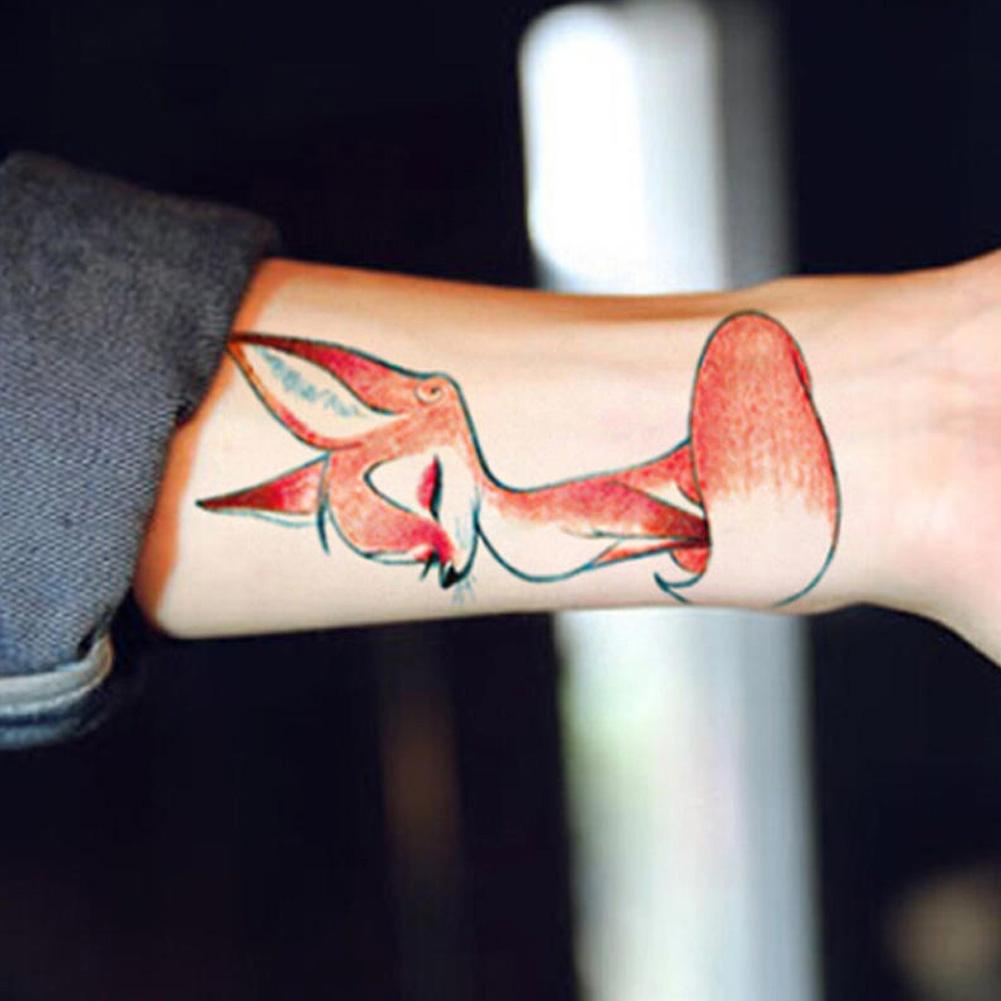 Hw Hình Xăm Dán Tạm Thời Chống Nước Hình Cáo Nhiều Màu Kích Thước 105mm*60mm