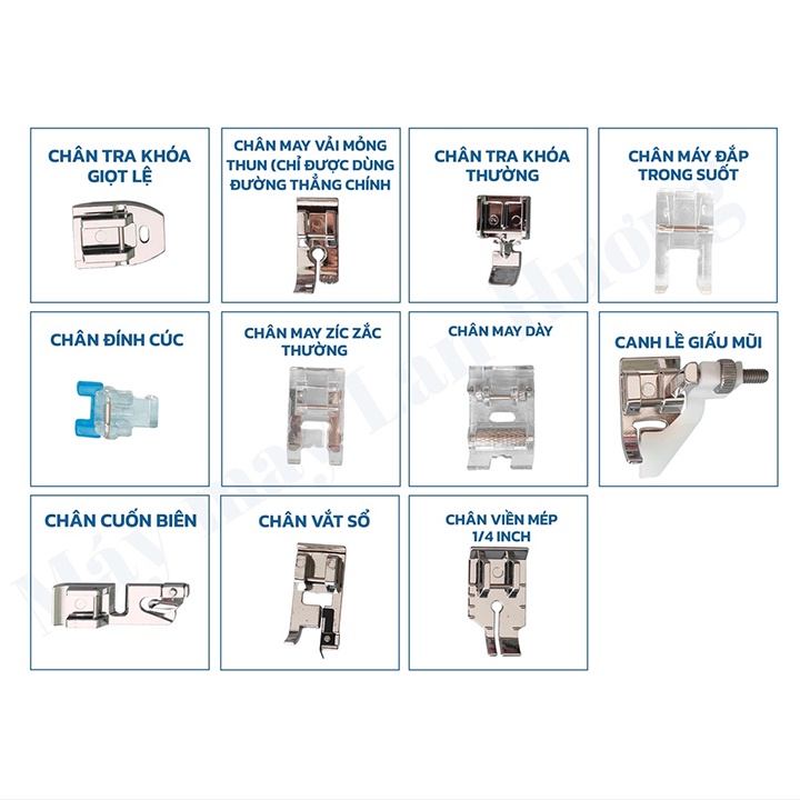 Bộ 11 chân vịt máy may mini gia đình đa chắc năng có hộp giấy cao cấp thích hợp cho máy may mini UFR705 và 505 Famaha