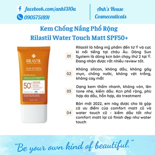 Kem chống nắng phổ rộng rilastil water touch matt spf50+