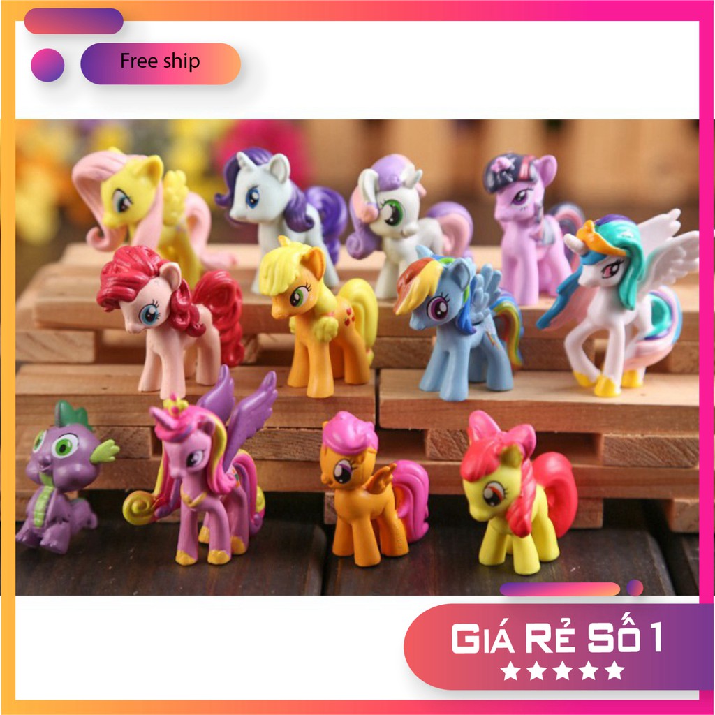 (Freeship 99k) Bộ 12 Con Ngựa Pony 7cm