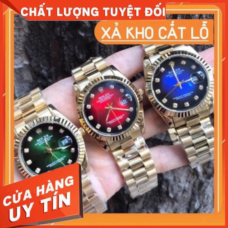 (rolex.viền trơn) Đồng hồ Nam Rolex mã RL156 dây đặc nguyên khối, mạ không rỉ, dây full vàng - bảo hành 12 tháng