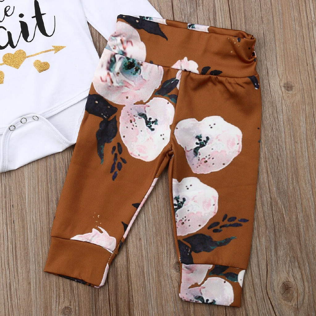 Áo Liền Quần + Quần Dài In Hoa Dễ Thương Cho Bé Gái