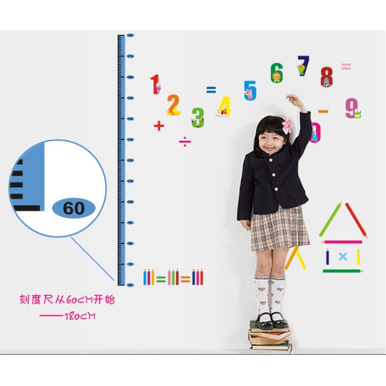 Decal trang trí tường Thước Đo Số Thứ Tự cho Trẻ