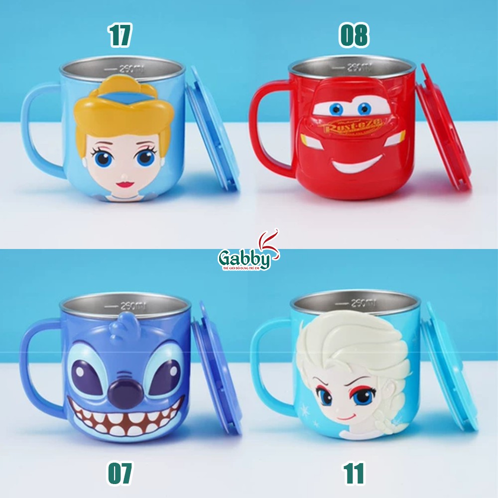 Ly Nước Giữ Nhiệt 3D Hoạt Hình Đáng Yêu Cho Bé 260ml (Mickey/ Minnie/ Elsa/ Spiderman/ Anna/ McQueen/ Mike/ Sulley)