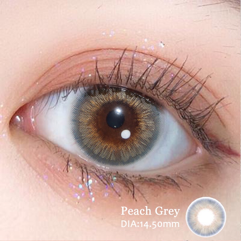 Set 2 Kính Áp Tròng 0.00 -8.00 Độ Peach Brown /Grey