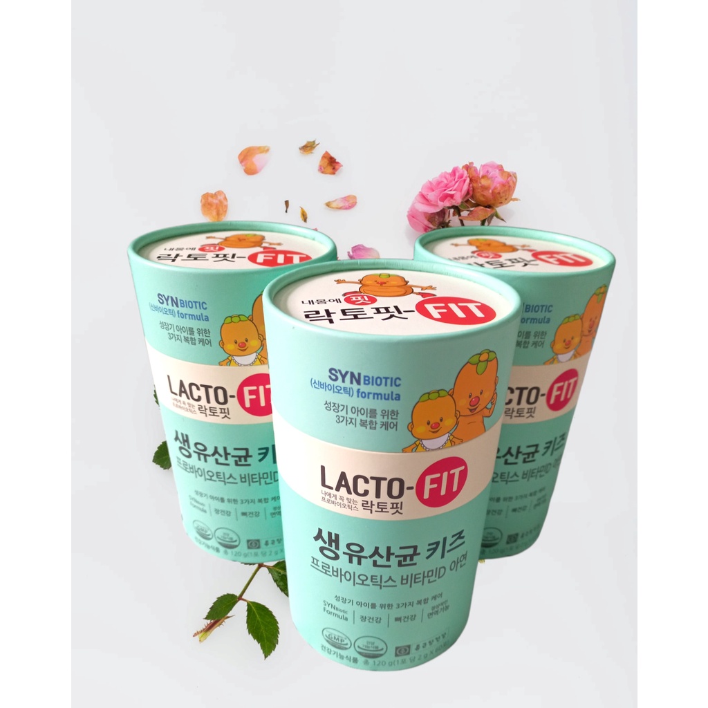 Men vi sinh men tiêu hóa Lacto fit Hàn quốc cho bé hộp 60 gói mẫu màu xanh cho trẻ từ 4 đến 14 tuổi