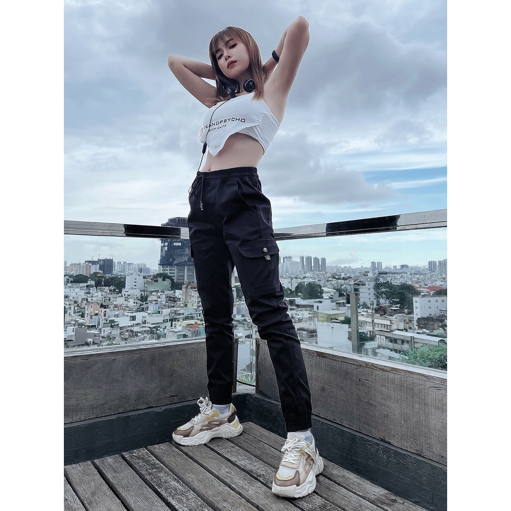 Quần jogger Unisex túi hộp kaki cạp chun phong cách thể thao mới HQJeans thiết kế