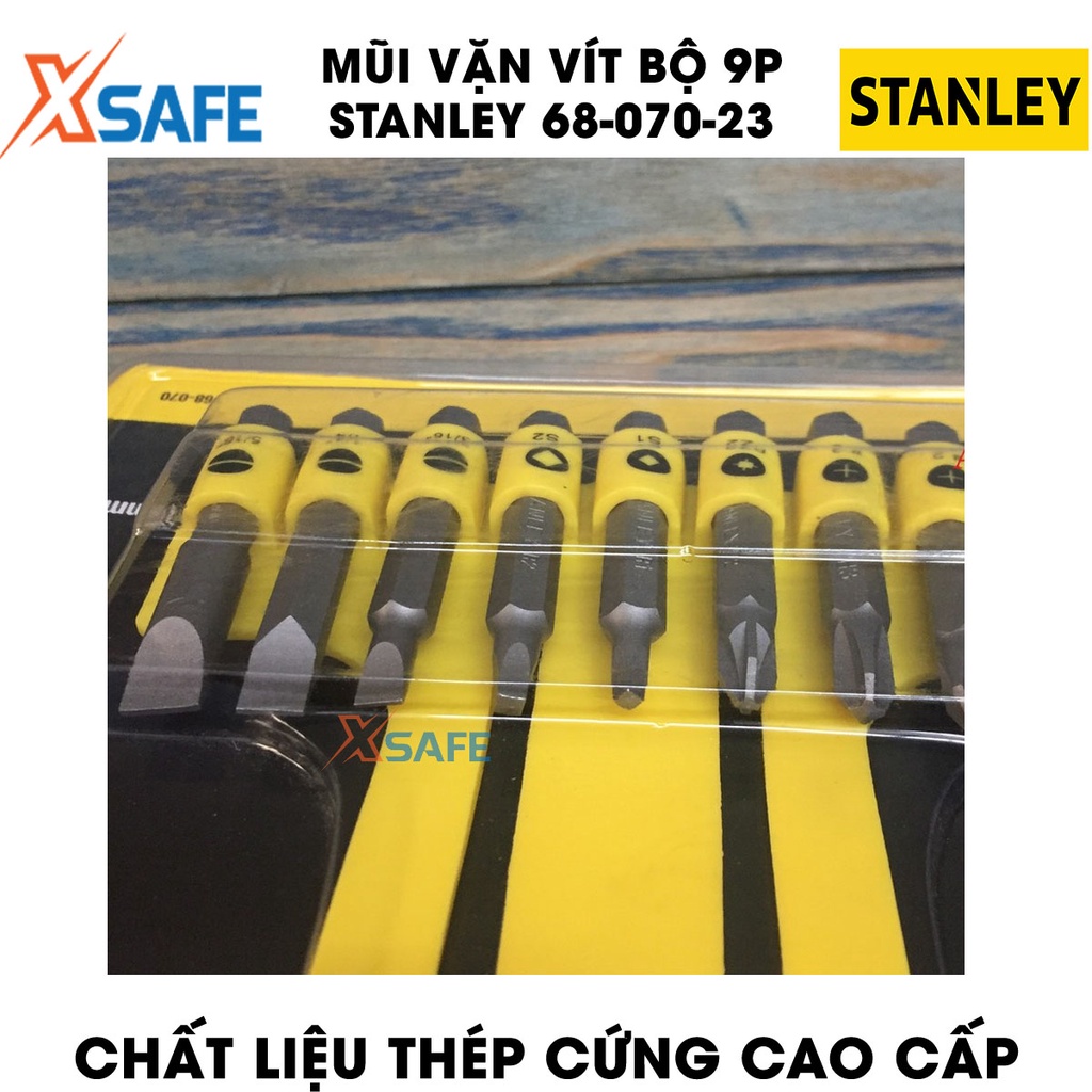 Mũi vặn vít STANLEY 68-070-23 9 chi tiết Bộ 9 mũi vít Stanley thép cứng cao cấp, độ bền cao, không gỉ - chính hãng