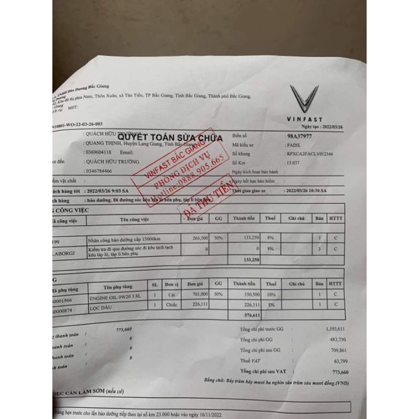 Dầu động cơ Vinfast Fadil 0w20 SN PLUS Fully - Synthetic