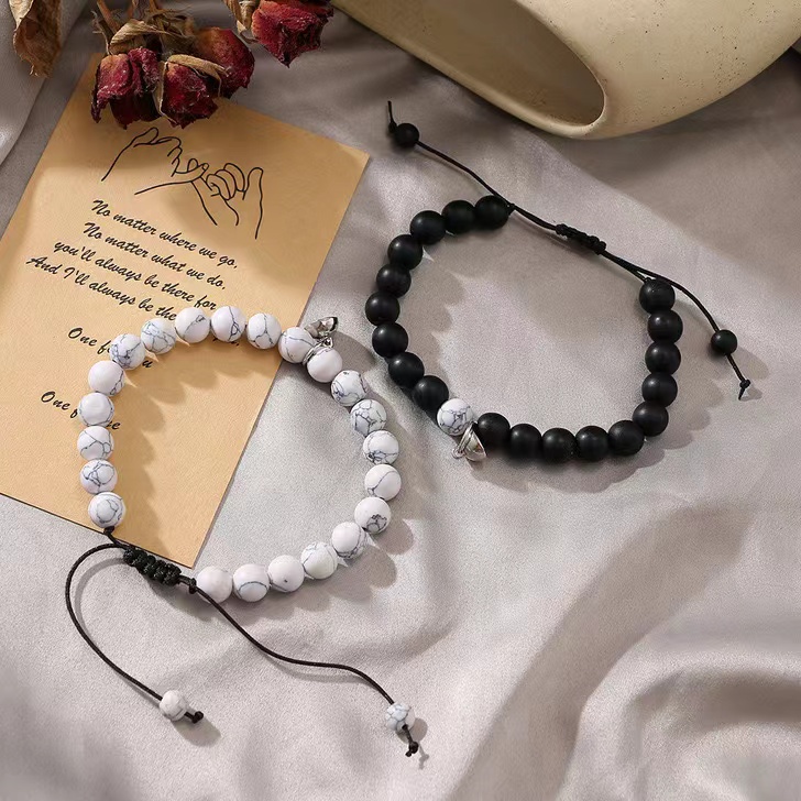 [Cois N] Set 2 Vòng Tay Chuỗi Hạt Từ Tính Quyến Rũ Thích Hợp Làm Quà Valentine Cho Cặp Đôi