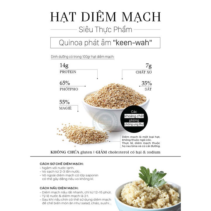 Hạt Diêm Mạch Trắng White Quinoa Absolute Organic 1Kg.