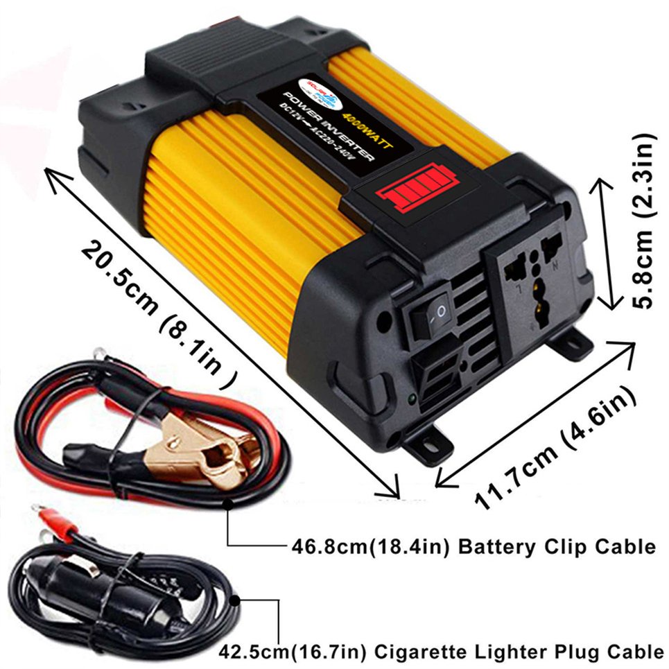 12V to 220V/110V Dual USB Car Power Inverter Converter Modified Sine Wave