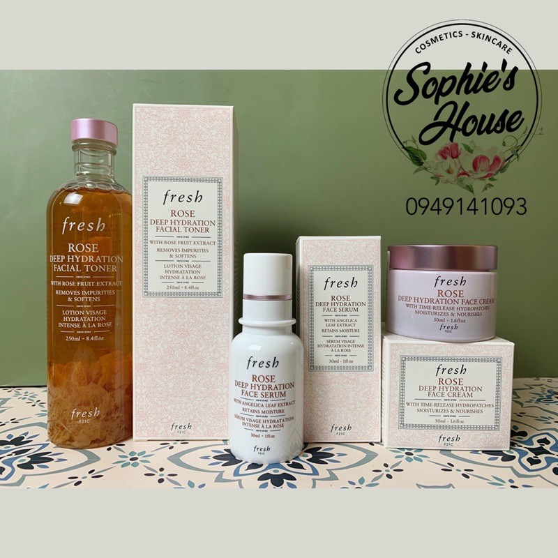 Set 3 món Fresh Rose Deep Hydration Skincare Routine