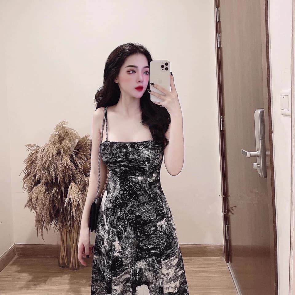 Váy maxi 2 dây loang Hàn Quốc