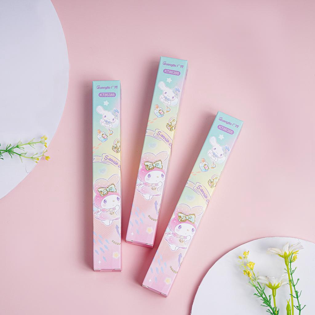 Bút bi gel nước ngòi 0.5mm mực đen đóng hộp hoạ tiết My Melody dễ thương, nét bút đẹp KT86388