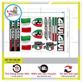 Shindecal- 14 logo sticker cờ itali