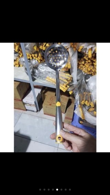 Bộ muôi inox sáng bóng cán vàng- dầy dặn cứng cắp - đủ size