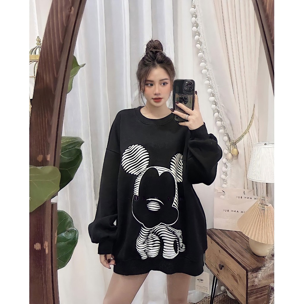 Áo nỉ sweater nữ KIUKIU form rộng áo sweater dài tay trending Hàn Quốc - VENUS