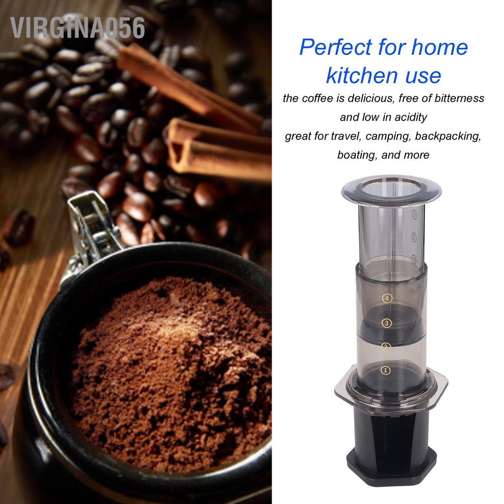 Virgina056 Máy pha cà phê French Press nhỏ giọt kiểu châu Âu di động cho du lịch tại nhà Màu nâu