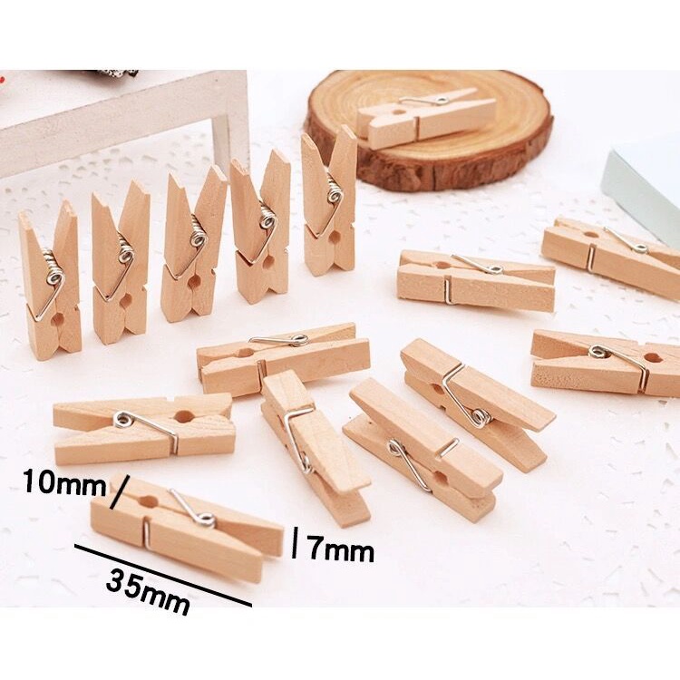 Kẹp gỗ treo ảnh trang trí,  Kẹp gỗ decor mini (Combo 5-10 Kẹp Gỗ)