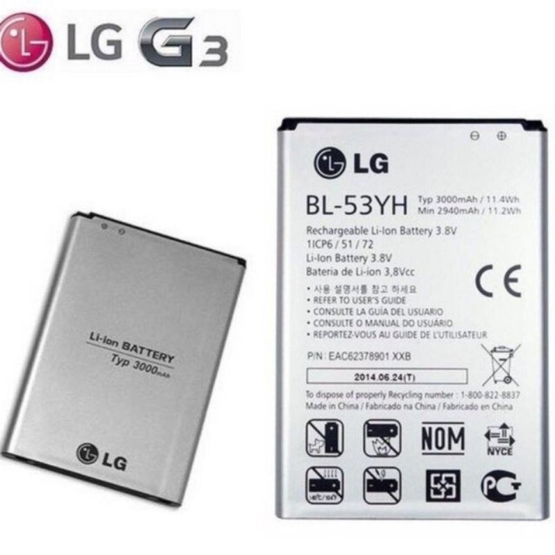 PIN LG G3 (F400)/ G3 CAT6 (F460)/ D855/ D850/ LS980 bảo hành 6 tháng.