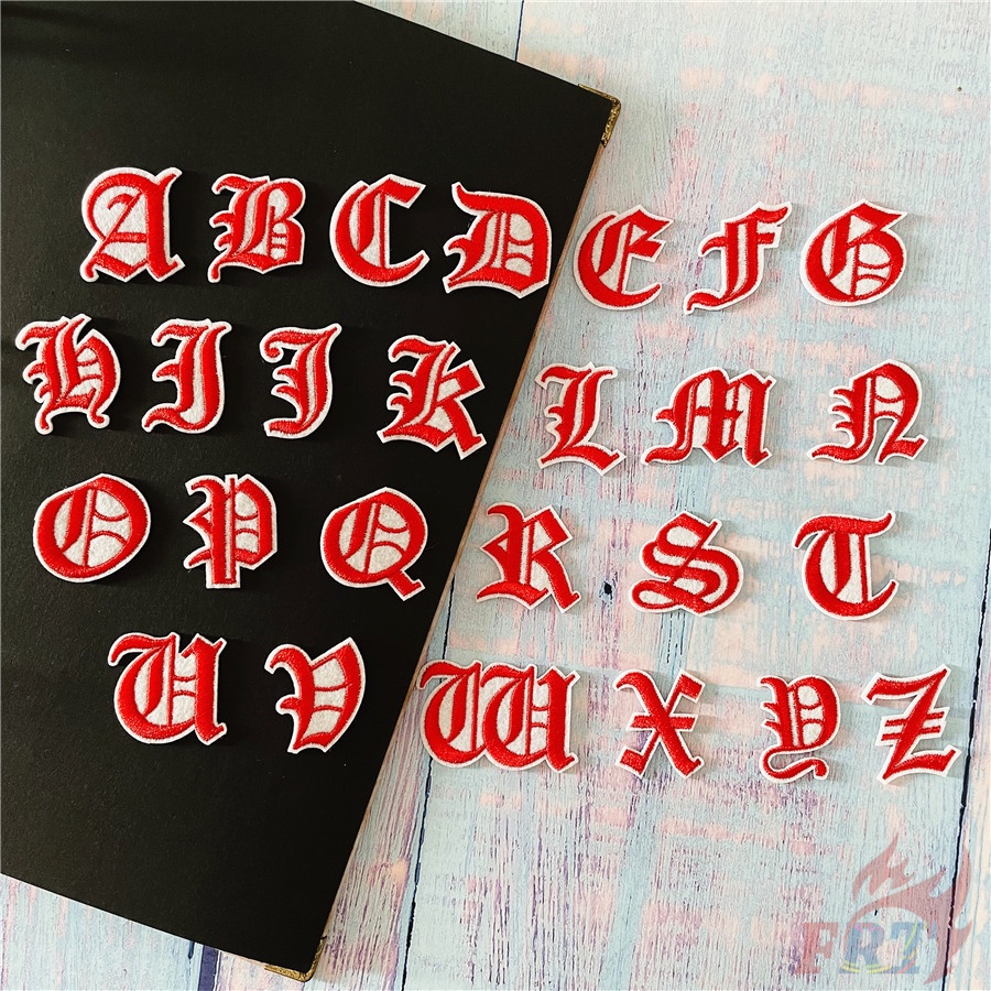 ☸ Mini Gothic English Letters Series Q-2：Red Iron-on Patch ☸ 1Pc Iron on Sew on Badges Patches DIY Embroidery Patch