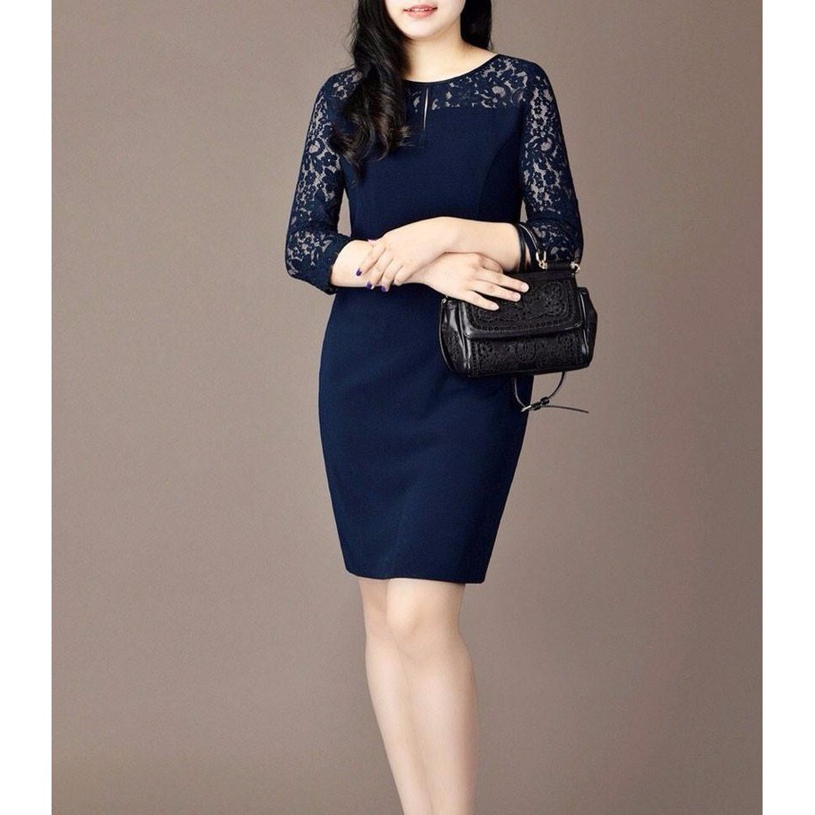 Đầm ôm công sở phỐi ren tay ngực-DO09