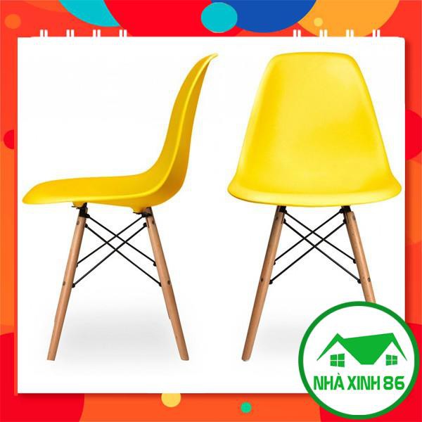 Bộ bàn Eames tròn và ghế Eames nhựa chân gỗ thép đan xen cao cấp l Bộ bàn ghế cafe eames, phòng làm việc gỗ